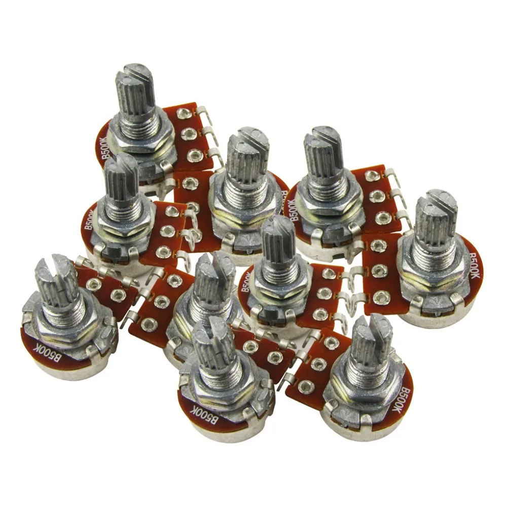 FLEOR 10pcs Mini Electric Bass Guitar Potentiometer Pots B500K Tone