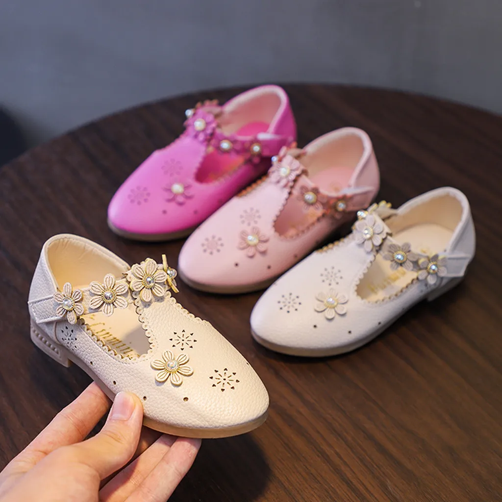 

SAGACE Leather Little Girls Kids Princess Flower Casual Single Shoes Flat Dance Shoes Fashion Girl Autumn Spring Shoes