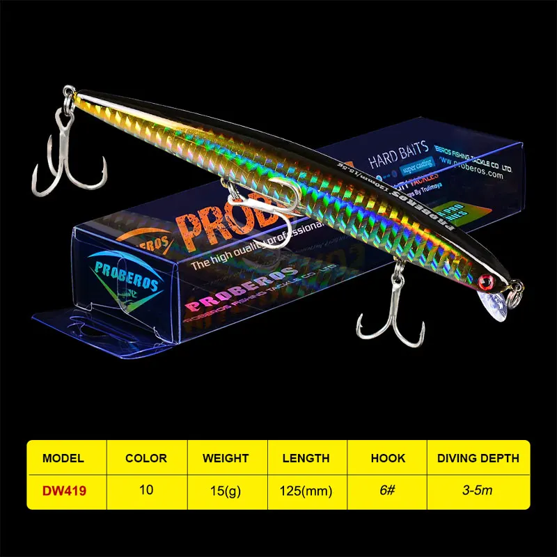 

1px Fishing Lure 10 Colors VIB Fishing Bait BKB Hook 6# 12.5cm-4.92"/15.5g-0.54oz Minnow Lures