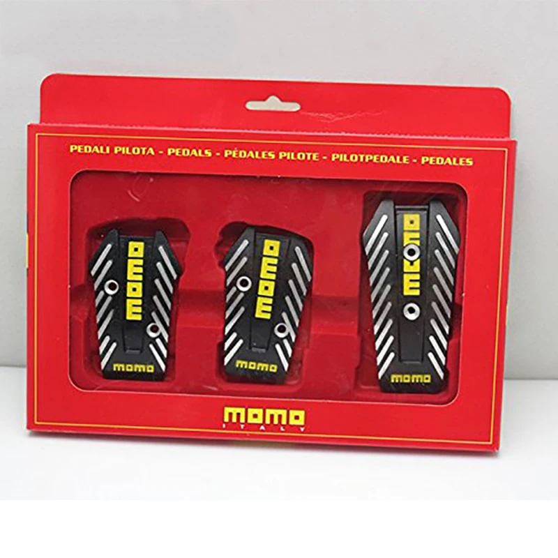  3 PCS 1 Set MOMO Style nero Car Racing Pedals Universal Manual Brake Pedal Foot Pedal Non Slip Blac - 32809984549