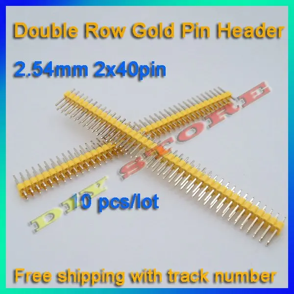 wholesale 10pcs/lot Connector 2.54mm 40 Pin Male Double Row Gold Pin