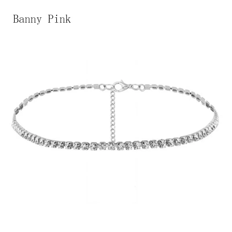 

Elegant Rhinestone Chain Choker Necklace For Women Brief Crystal Choker Collar Fashion Jewelry Colliers Colar Bijous Femme
