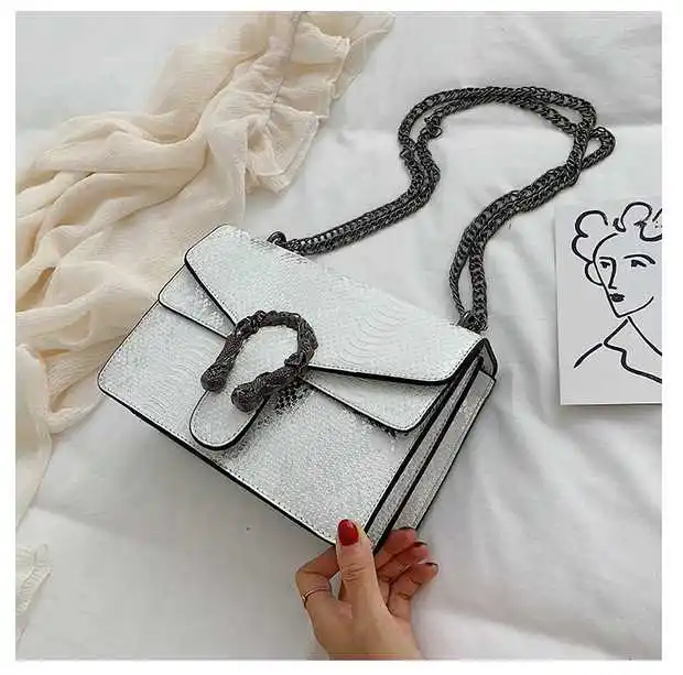 Модная брендовая женская сумка из искусственной кожи аллигатора, дизайнерская сумка через плечо на цепочке, женская Сумка Bolso Mujer