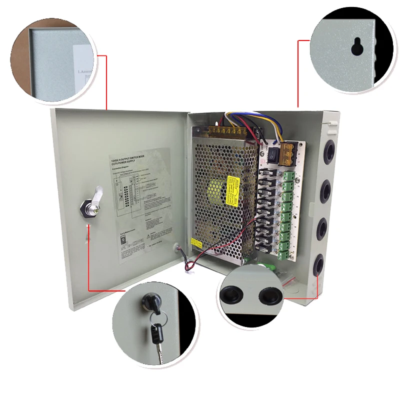 9 каналов DC 12V 10A CCTV камера силовая коробка переключения питания Suply для видео