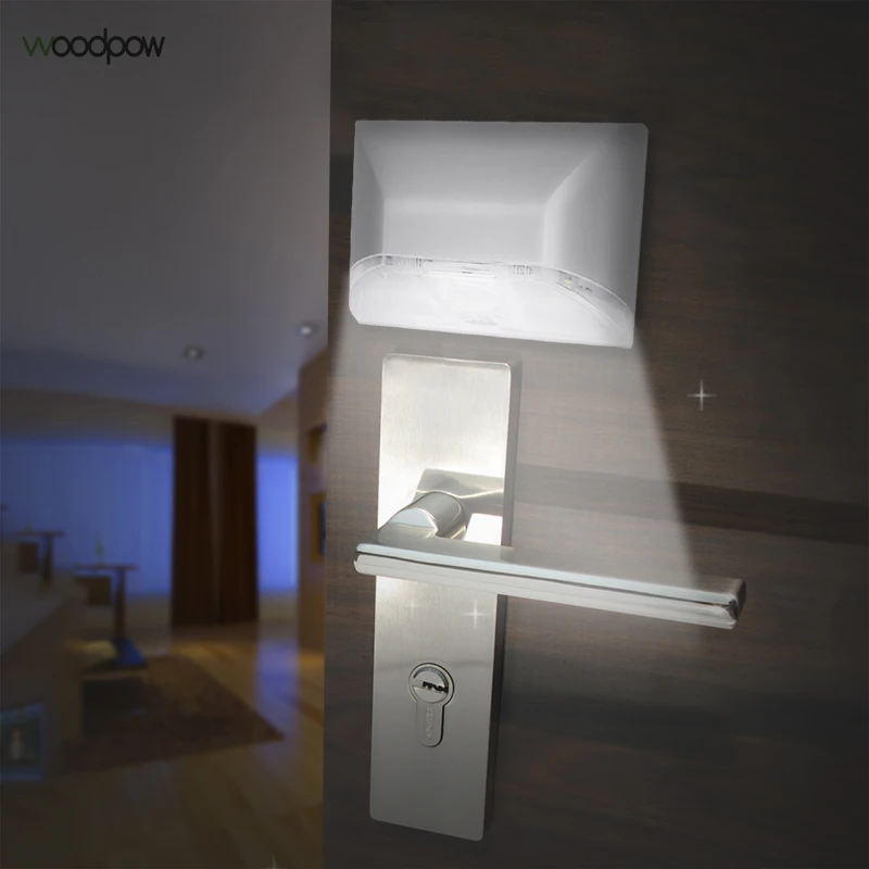 Woodpow AUTO PIR 4LED Motion Sensor Door Lock Keyhole Light AA Battery Powered Lighting 3M