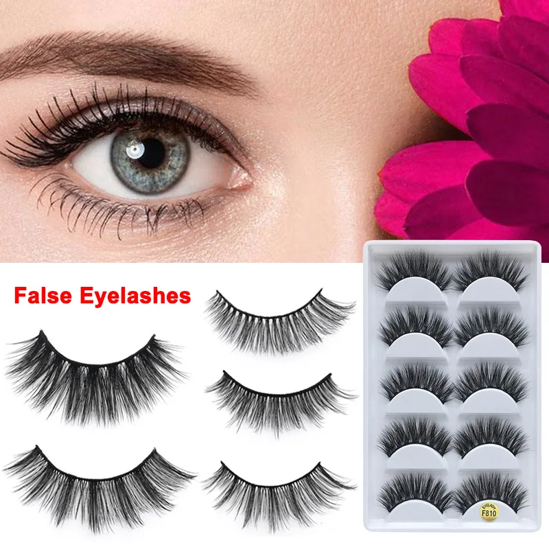 

5 Pairs 3D Mink Fur False Eyelashes Soft Hand-made False Lashes for Women Girls Eyelash Extension Tool Set