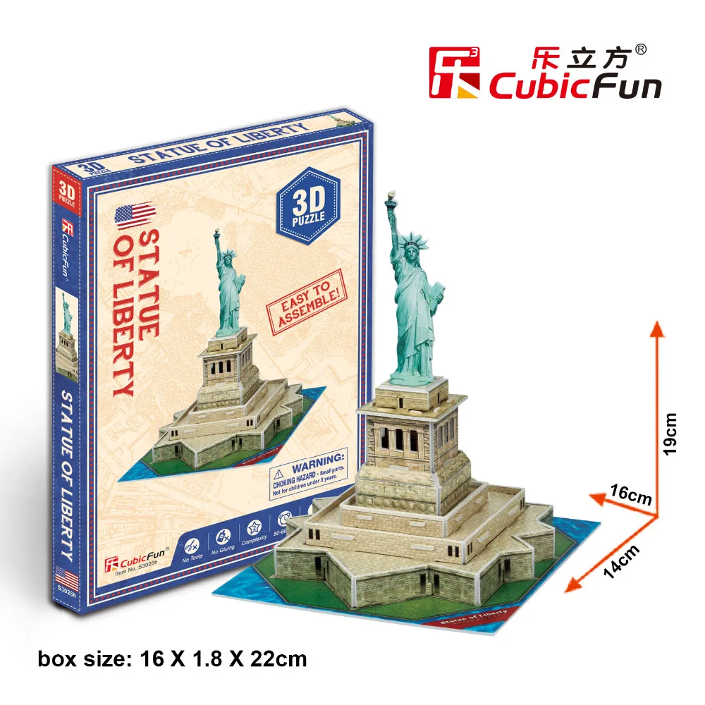 

Candice guo cubicfun Hot sale 3D puzzle DIY paper model statue of liberty USA united states New York free shipping baby gift 1pc