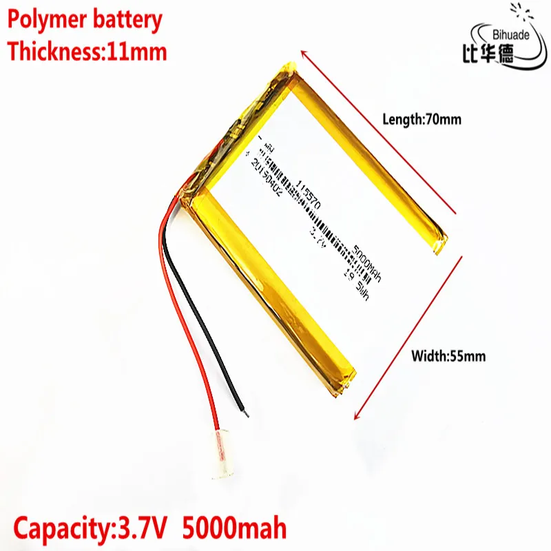 Литиевая батарея хорошего качества 3,7 V, 5000mAH 115570 полимерный литий-ионный/литий-ионный аккумулятор для планшетных ПК банк, gps, mp3, mp4