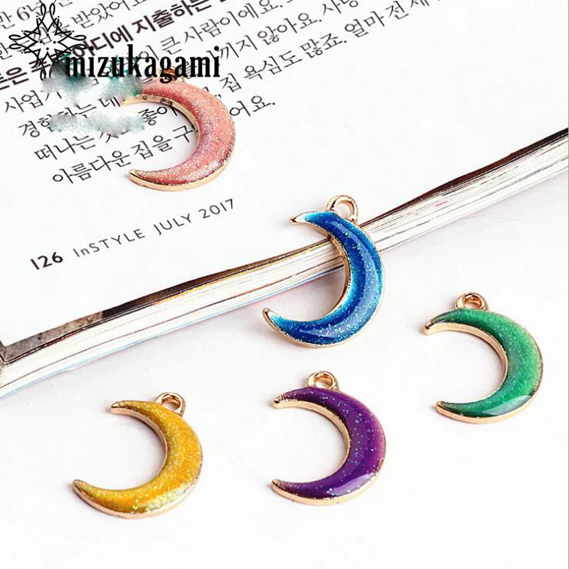 

Zinc Alloy Enamel Moon Mini Charms Pendant 10pcs/lot For DIY Fashion Drop Earrings Jewelry Making Finding Accessories