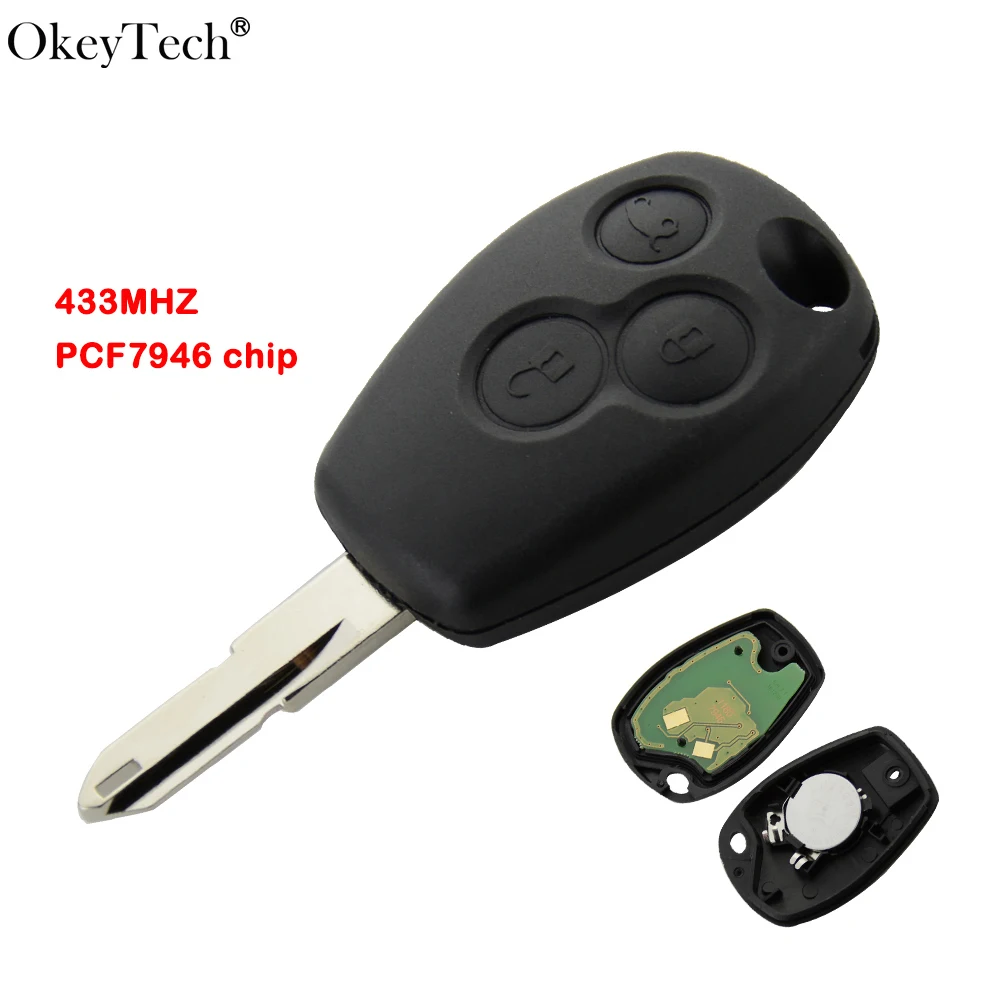 Okeytech PCF7946 433 Мгц дистанционный ключ 3 кнопки для Renault Duster Logan Fluence Clio Vivaro Master Traffic Kangoo - Фото №1