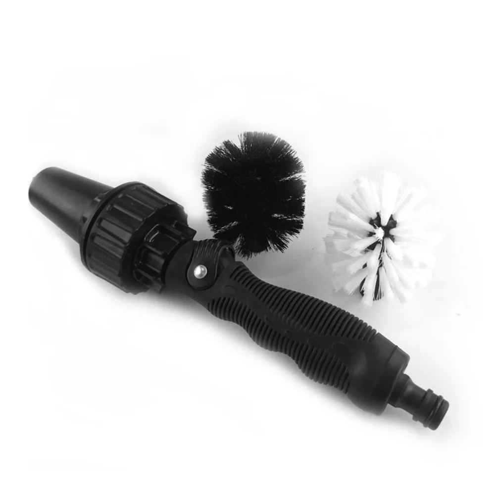 

New Water Driven Rotary Cleaning Brush Washer Hand-held Design Water Spray Brush Including Accessories 2 Brush Heads