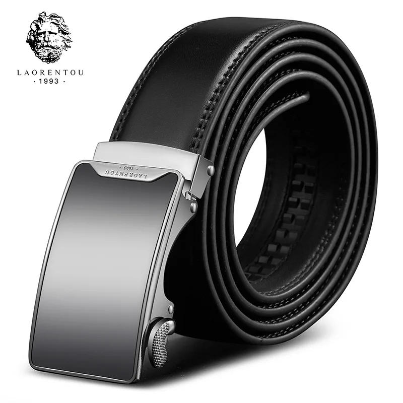 

Laorentou Men Leather Belts Male Metal Buckle Belts Adult Belt for Man Valentine's Day Gift Adjustable from 20" to 44" Waist