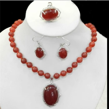 

$wholesale_jewelry_wig$ Natural Charming Red Ruby Necklace Ring Earring Jewelry Sets