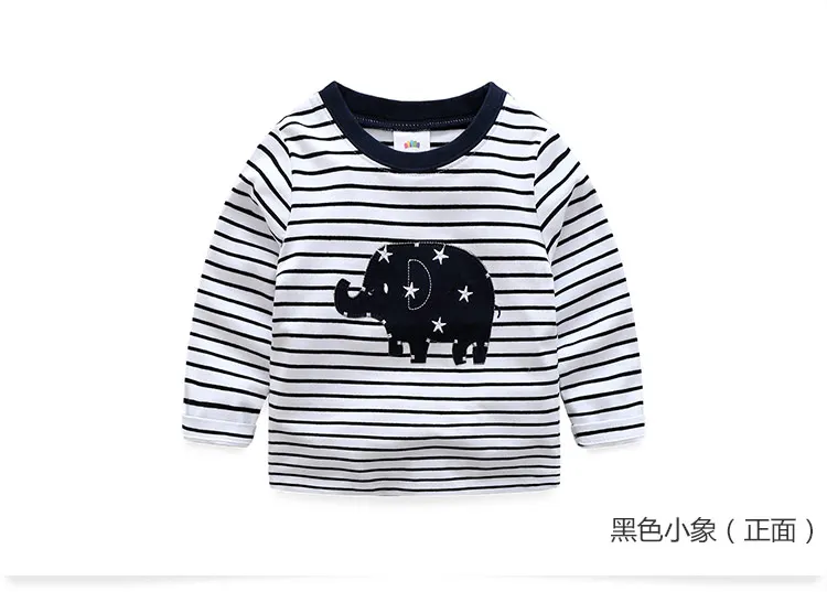 2018 Spring Autumn For 2-8 9 10 Years Children Cotton Striped Color Patchwork Cartoon Animal Baby Kids Boys Long Sleeve T-Shirts (38)