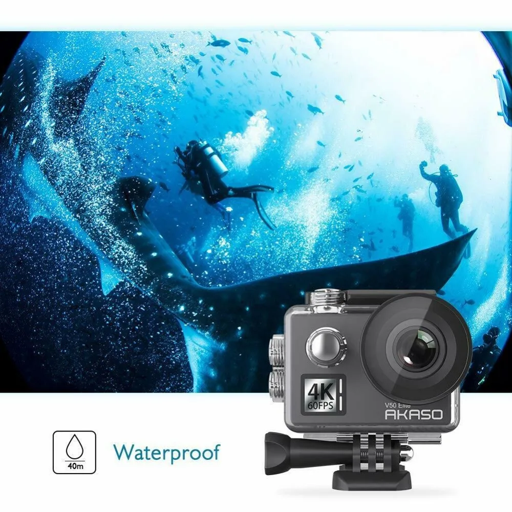 Экшн камера Akaso V50 Elite 4K/60fps 20 МП Ultra HD 4K Wi Fi сенсорный экран голосовое управление EIS