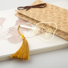 Группа вентилятор лотоса латунная Закладка классический китайский украшенной металлической бахромой Закладка для книги подарки для учителей 1 шт