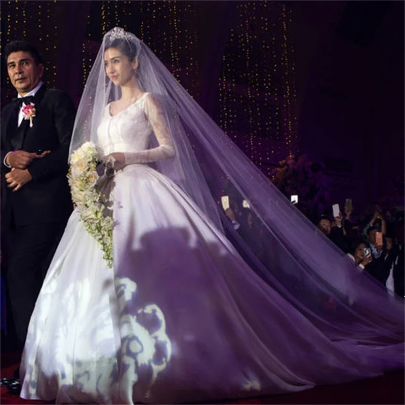

2017 New Long Bridal Veils with Cut Edge 2 Layers Soft Tulle White/Ivory Wedding Accessories Stock 3M Wedding Veil With Comb