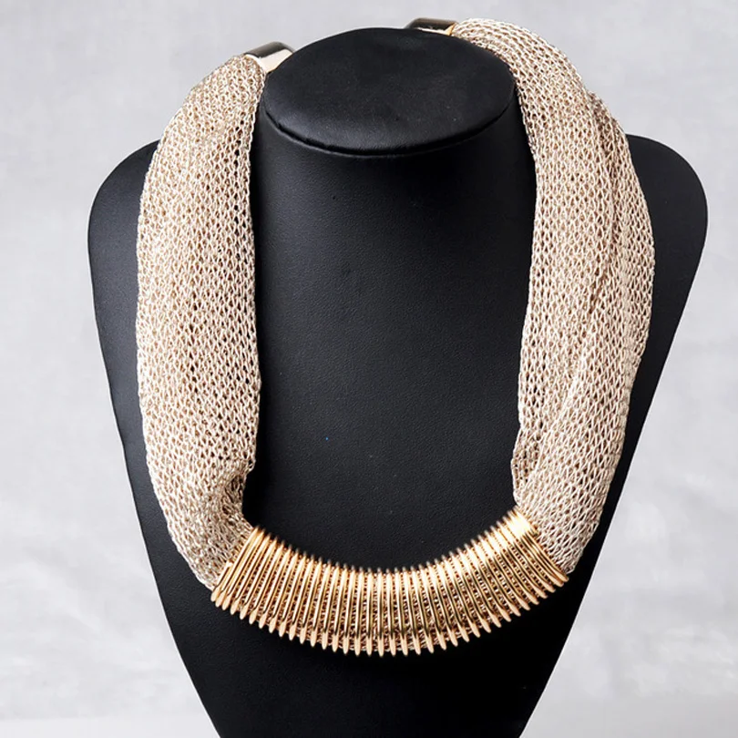

Statement necklace fashion women 2018 collar vintage big chunky chain bib choker silk chain long Necklaces & Pendants Jewelry