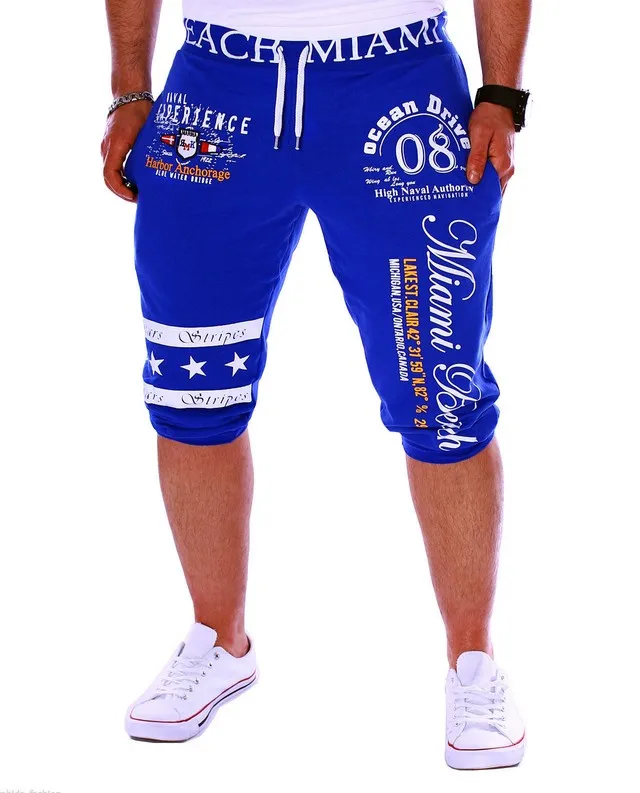 Импортные товары Модные мужские повседневные брюки мужские брюки цифровая печать - Цвет: Синий