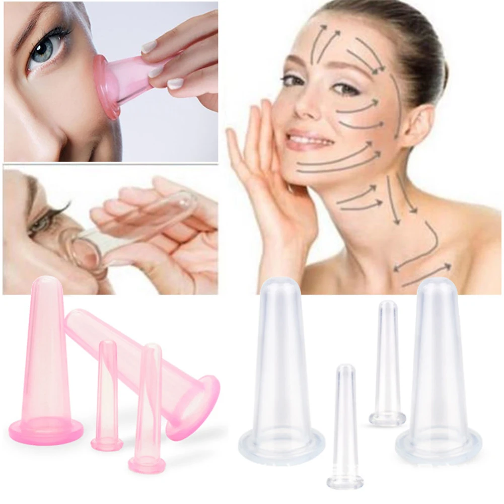 Face Eye Care Treatment Care 4pcs/set Silicone Facial Massage Tools Anti-Aging Face Skin Care Tool Cup Facial Cup Vacuum Cupping