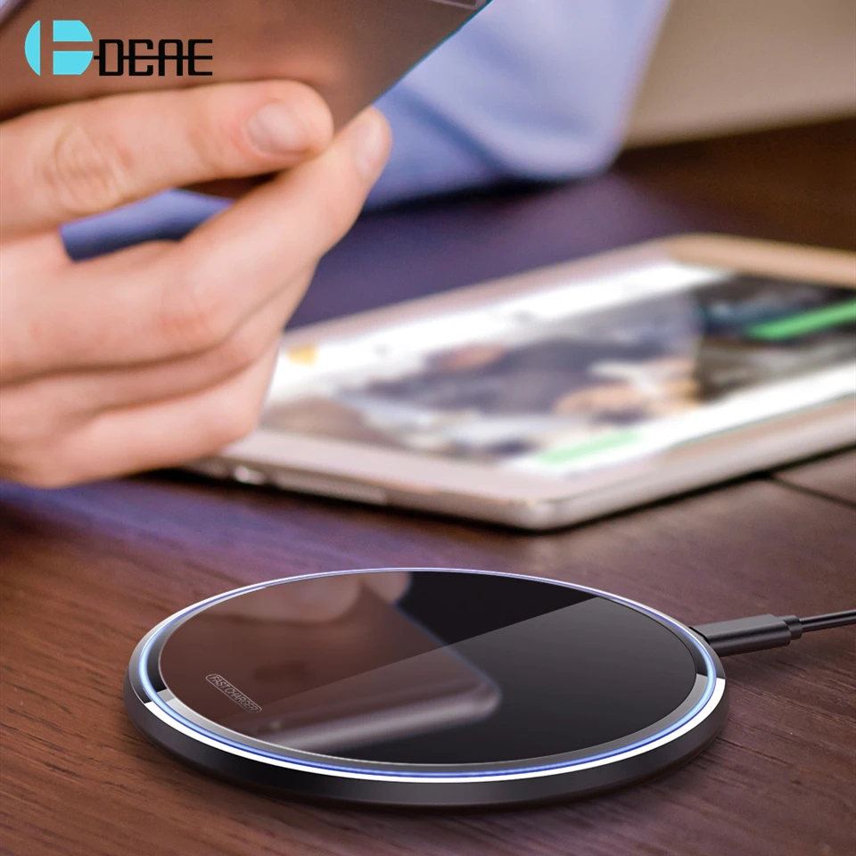

DCAE Fast Wireless Charger Qi 10W Quick Charge For iPhone X XR XS 8 11 Samsung S8 S9 S10 Xiaomi Huawei P30 Pro Fast Charging Pad