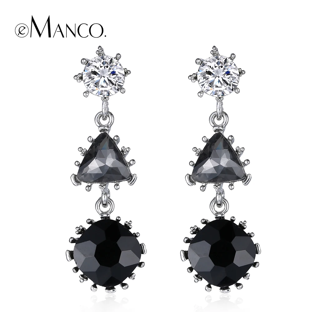 

eManco Cute studs dangle charm earrings 3 items zinc alloy rhinestone earrings silver plated jewelry oorbellen voor vrouwen