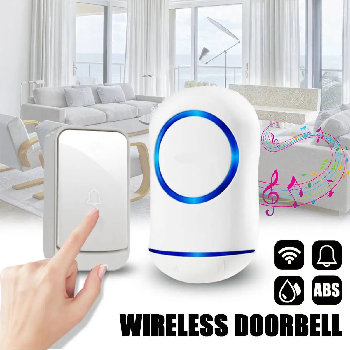 

LED 4 Volume 1000FT Wireless Doorbell 300M Range EU/US/UK PlugWaterproof Door Chime For Old People 1 Plugin Receiver+2 Transmitt