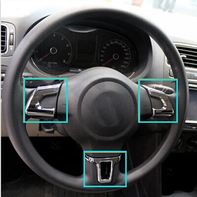 

For Volkswagen VW GOLF 6 MK6 jetta bora POLO steering wheel sticker double color Chrome trim auto accessories 1pc