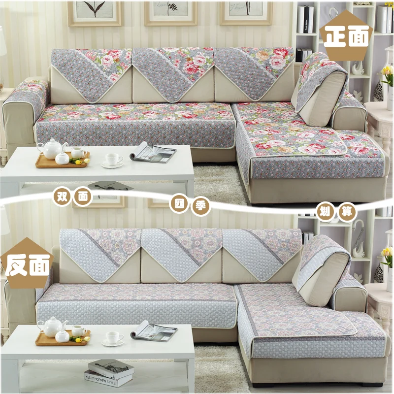 Two sided sofa cushion, ncotton plaid sofa cushion l shaped sofa cover