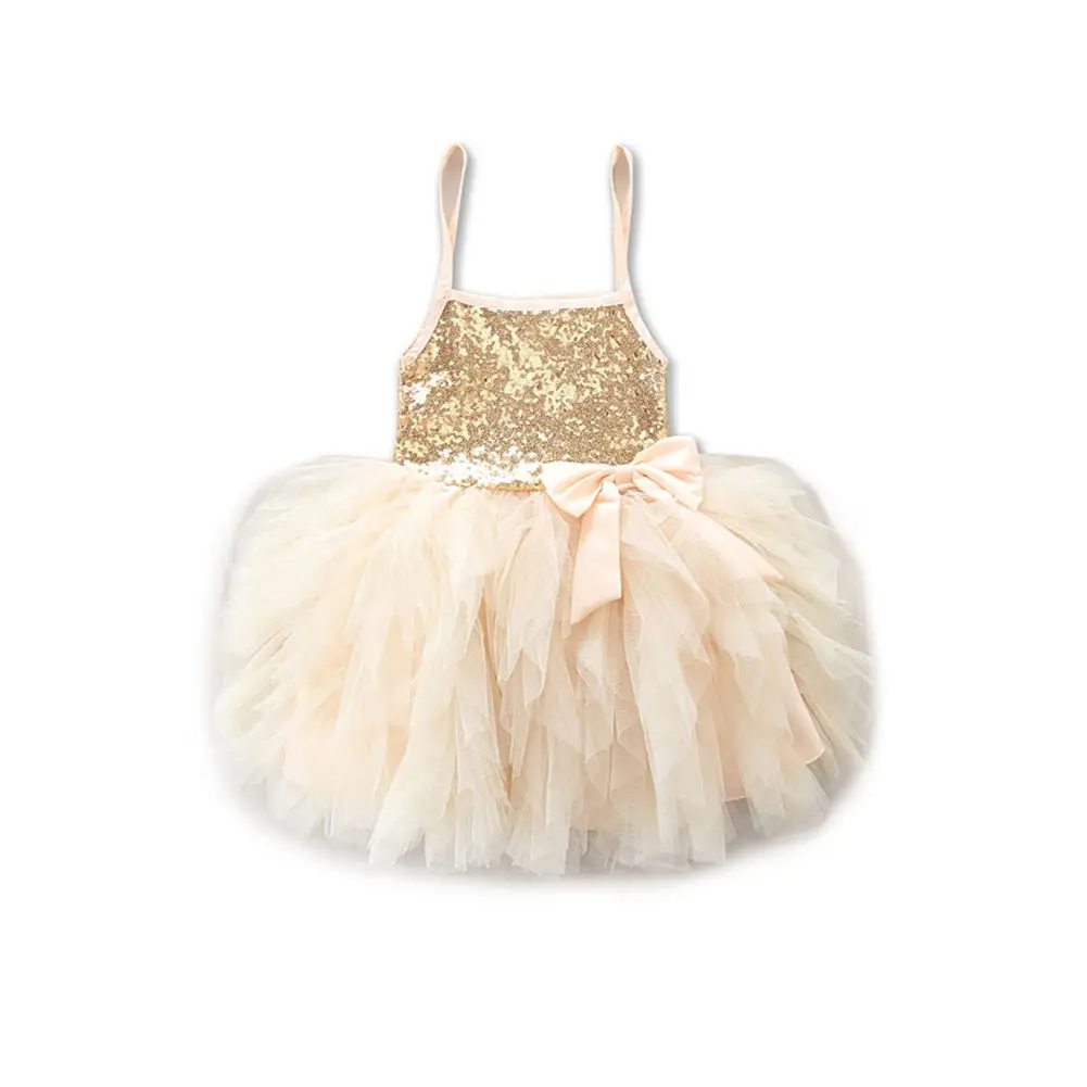 

Kids Dresses For Girls Sequins Kids Girls Lace Tulle Bowknot Tutu Dress Sleeveless Princess Dresses Party Children Clothes 2-7T