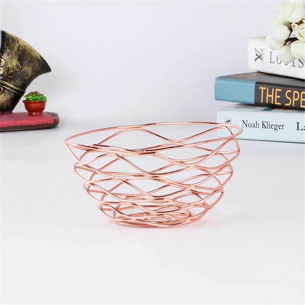 

Nordic Storage Baskets Gold Metal Art Snacks Candy Fruit Basket For Living Room Desktop Kitchen Organizer Basket