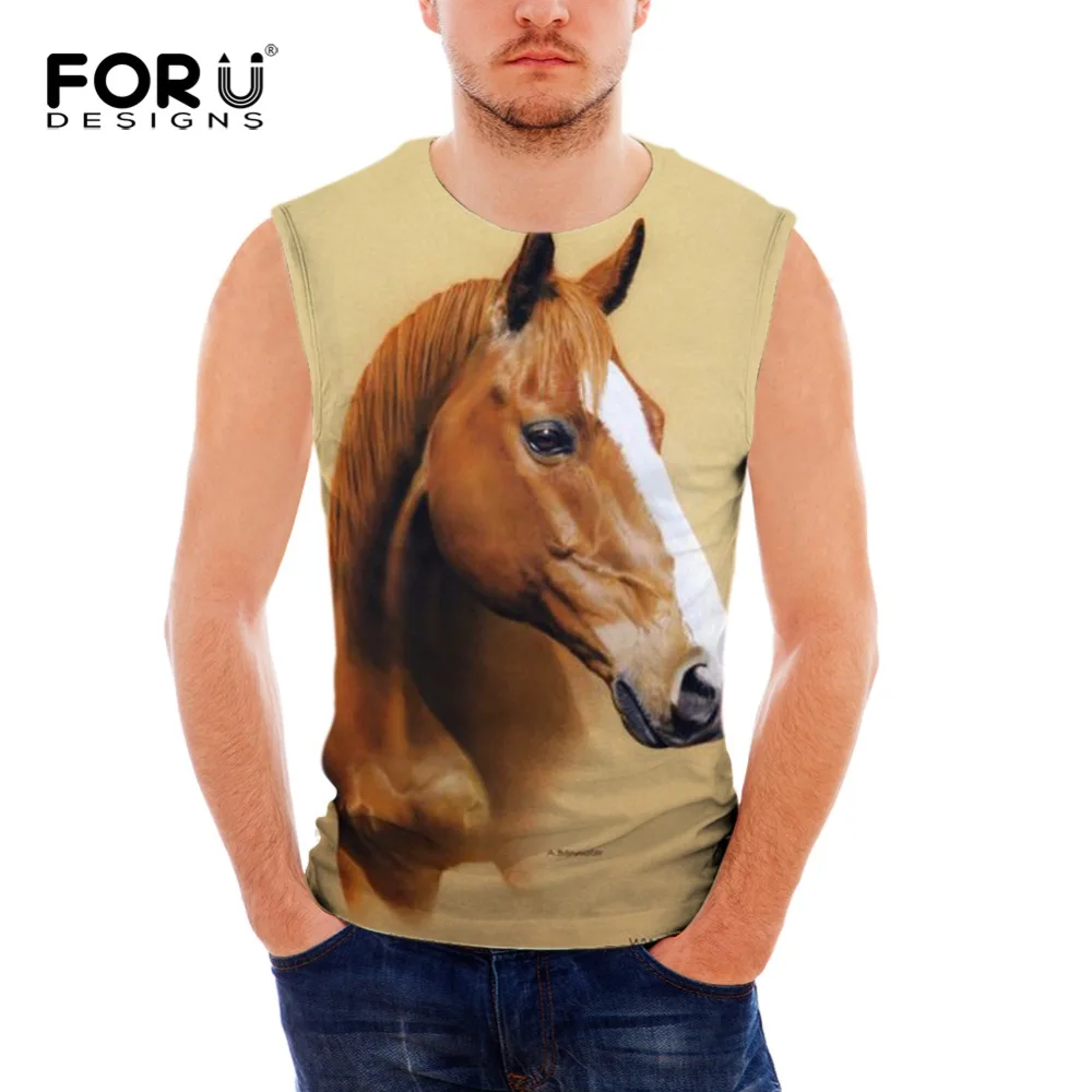 

FORUDESIGNS Wholesale mens workout Animal Horse tank top Sleeveless Shirt Bodybuilding Stringer Singlet Quick-dry Female Vests