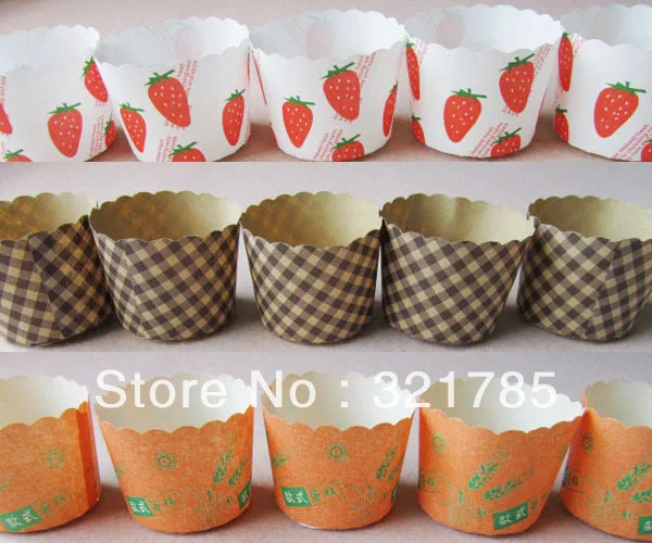Free Shipping 100 Pcs Of Colorful Mixed Design Muffin Cake Paper Cups