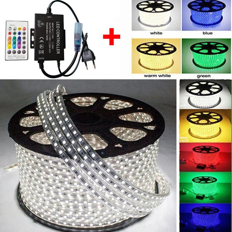 Светодиодная лента RGB SMD5050 водонепроницаемая AC220 в светодиодный светильник