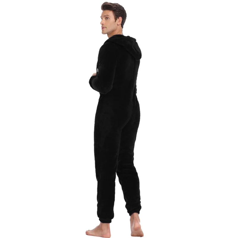 pajama pants Men Warm Teddy Fleece Onesie Fluffy Sleep Lounge Adult Sleepwear One Piece Pyjamas Male Jumpsuits Hooded Onesies For Adult Men silk sleepwear Men's Sleep & Lounge