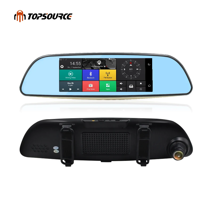 Зеркало видеорегистратор TOPSOURCE 6 86 дюйма 3G GPS Android 5 0 Full HD 1080 P двойная камера ОЗУ 1