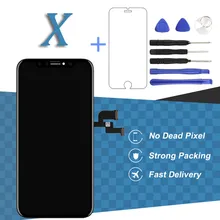 1pc Grade LCD 5.8 Inch For Apple iPhone X LCD Display Touch Screen Digitizer Assembly Replacement Black + Tempered Glass + Tool