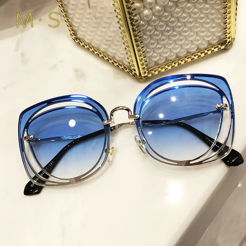 MS Для женщин роскошные классические очки женский Солнцезащитные очки для женщин Брендовая Дизайнерская обувь Солнцезащитные очки для женщин пирсинг Защита от солнца Очки модные UV400