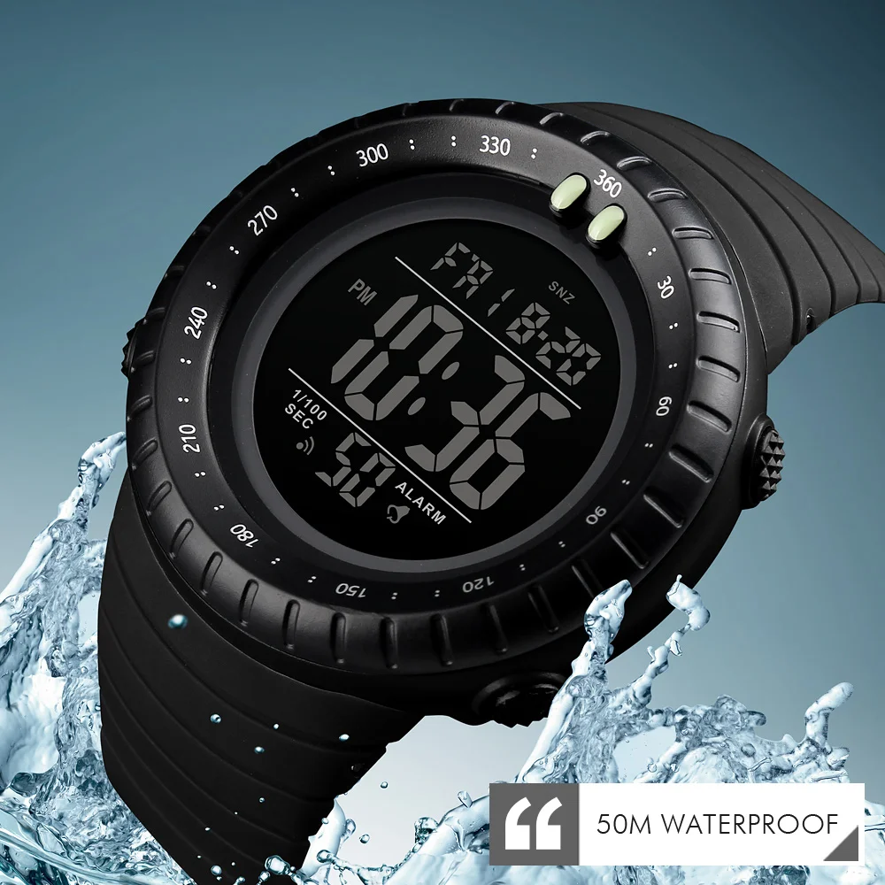 SKMEI Роскошные уличные военные спортивные часы 50 м водонепроницаемый светодиодный цифровые мужские наручные часы с большим циферблатом мужские часы Relogio Masculino