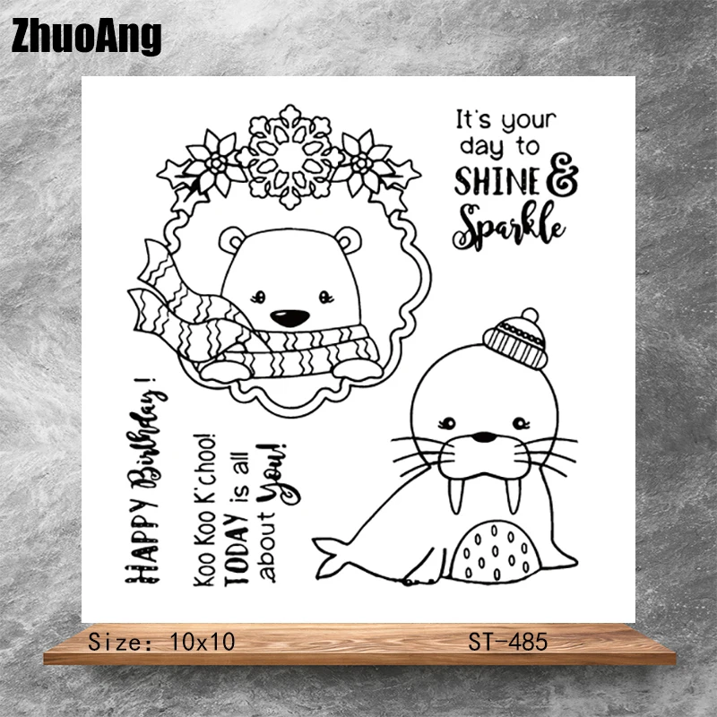 

Arctic Happy Birthday Transparent Clear Stamps DIY Scrapbooking Album Card Making DIY Decoration Making Embossing Stencil