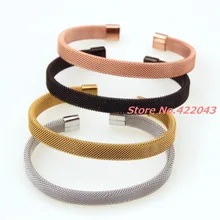 7,0"* 8 мм Модные мужские и женские 316L нержавеющая сталь серебро/розовое золото/черный открытый конец застежка кабель сетка браслет ювелирные изделия