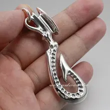 Tribal Tattoo Fish Hook 925 Sterling Silver Pendant 8A017(Necklace 24inch)