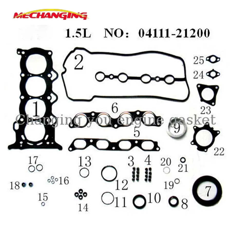 Для TOYOTA PRIUS салон(NHW11_) 1,5 1NZFXE 1NZ-FXE металлический полный комплект прокладок детали двигателя прокладка двигателя 04111-21090 50221300