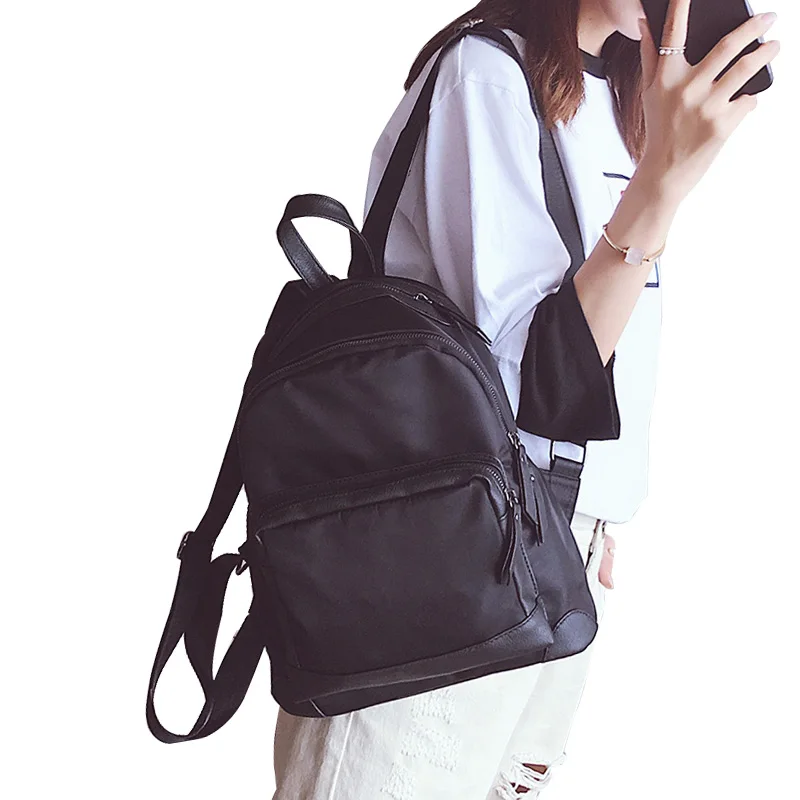 

All-match Casual Nylon Backpack Small Women Backpack Mochila Feminina School Bags for Teenagers Mochila Escolar Black/Gray bags