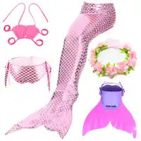 5pcs/set Mermaid Tail for girls Swimming Bikini Suit Halloween Little Costume Cosplay Swimwear kids Children Swimsuit