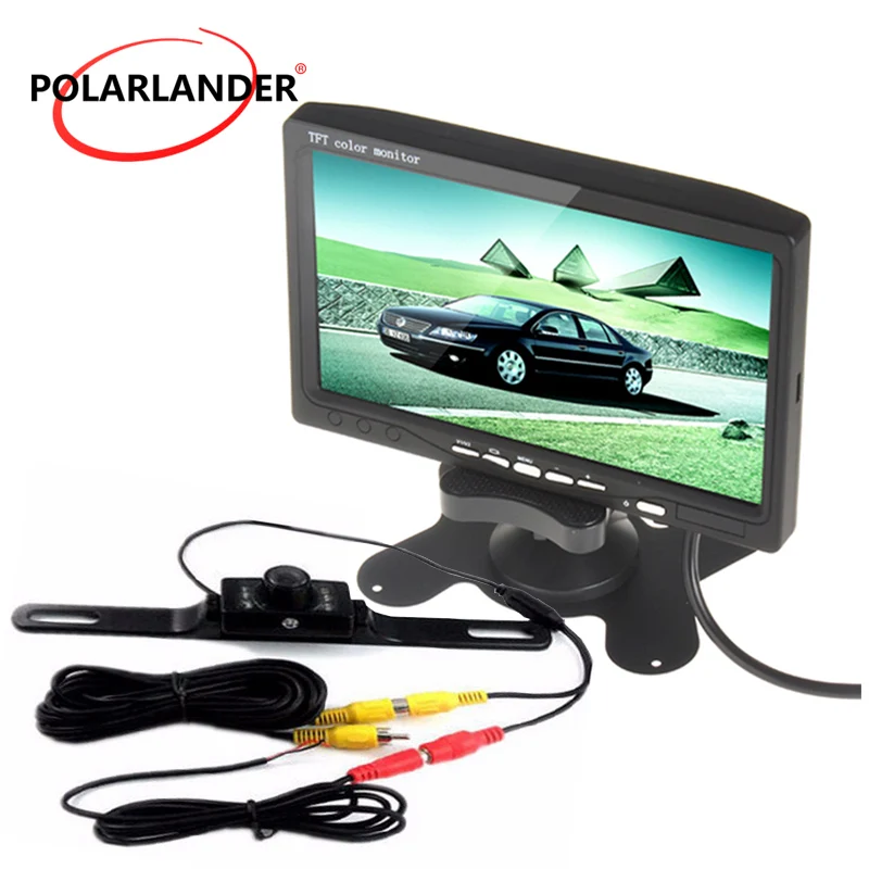 

HD 7 Inch LCD Display Night Vision Car Monitor With LED Lights TFT Color Screen Backup Reverse Camera Parking System DVD VCR