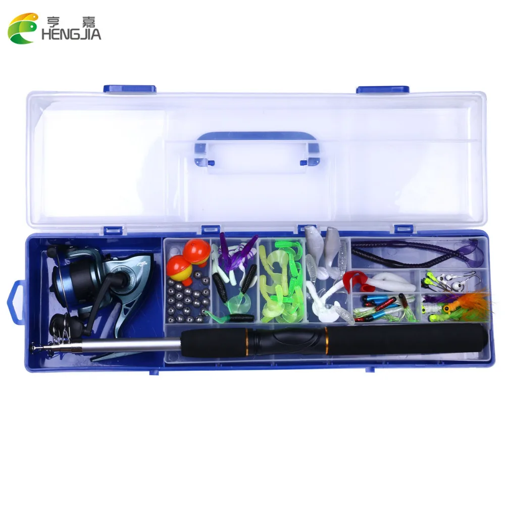 

HENGJIA 1PC Arriving Fishing Rod With A Box Include Soft Bait 1.6M Spinning Fishing Rods Casting Travel Rod Fishing Lure