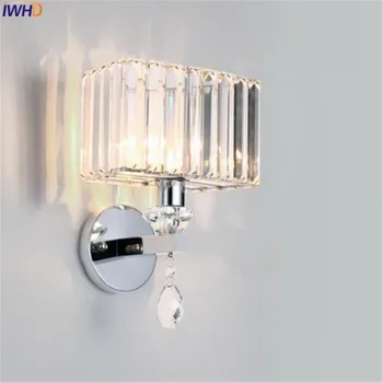 

IWHD Luxury Crystal LED Wall Lamp Modern Wandlamp Simple Home Lighting Creative Bathroom Light Applique Murale Luminaire