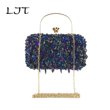

LJT Evening Clutch Bags Diamond Evening Bag With Chain Shoulder Bag Women's Handbags Clutch Purse Rhinestones Wedding Handbags