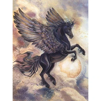 

Diamond Mosaic Black Heaven Horse Handmade Gift Full Drill Home Decor Diamond Painting Wall Art 5D DIY Diamond Embroidery Animal